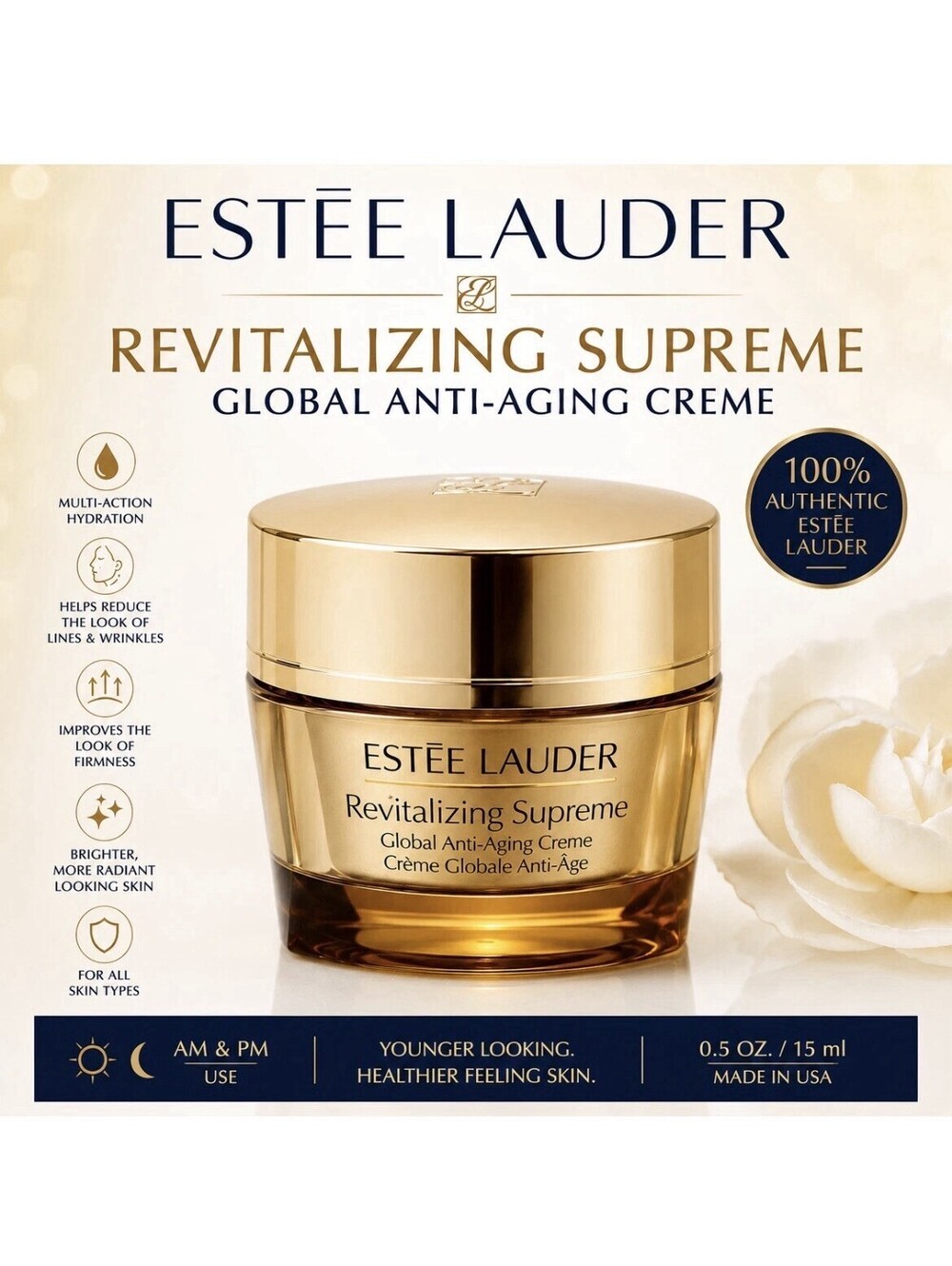 Estee Lauder Revitalizing Supreme Global Anti-Aging Creme 0.5oz/15ml NWOB Travel